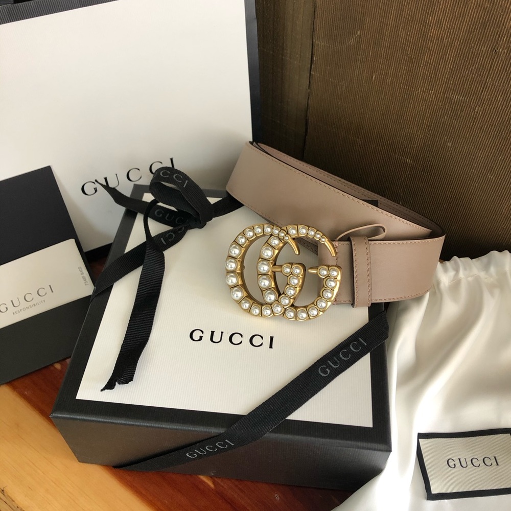 Authentic Gucci Pearl Belt Dusty Rose Nude color